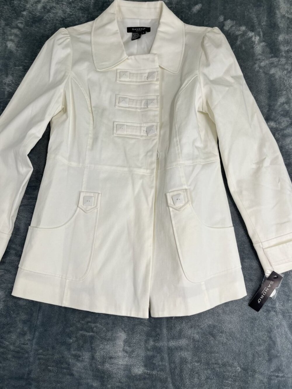 Sandro Womens White Button-Front Jacket Blazer L  NWT